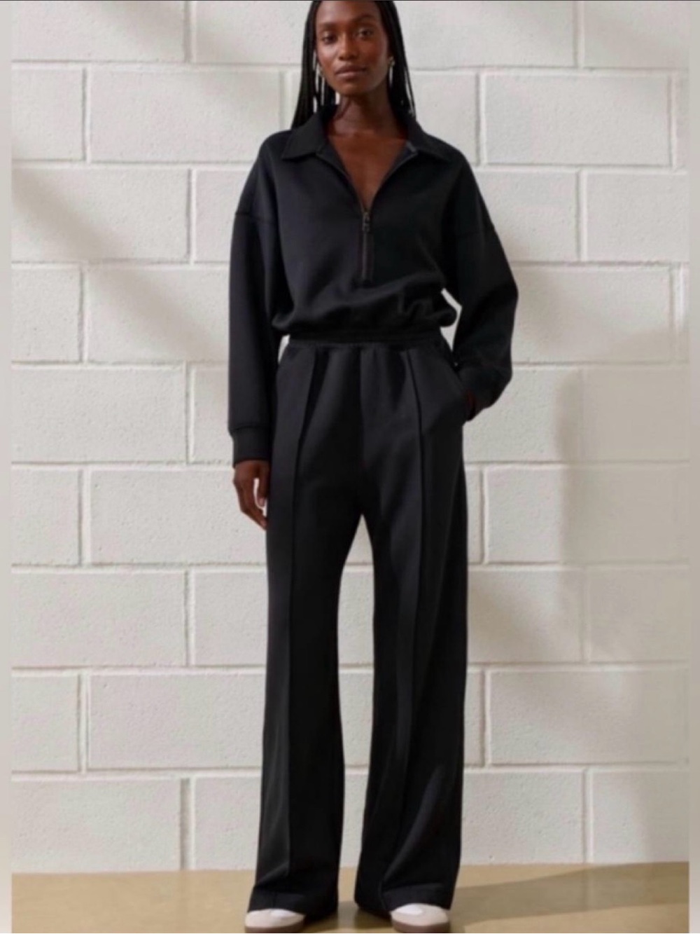 Abercrombie & Fitch YPB neoKnit Wide-leg jumpsuit, Black, Sz L